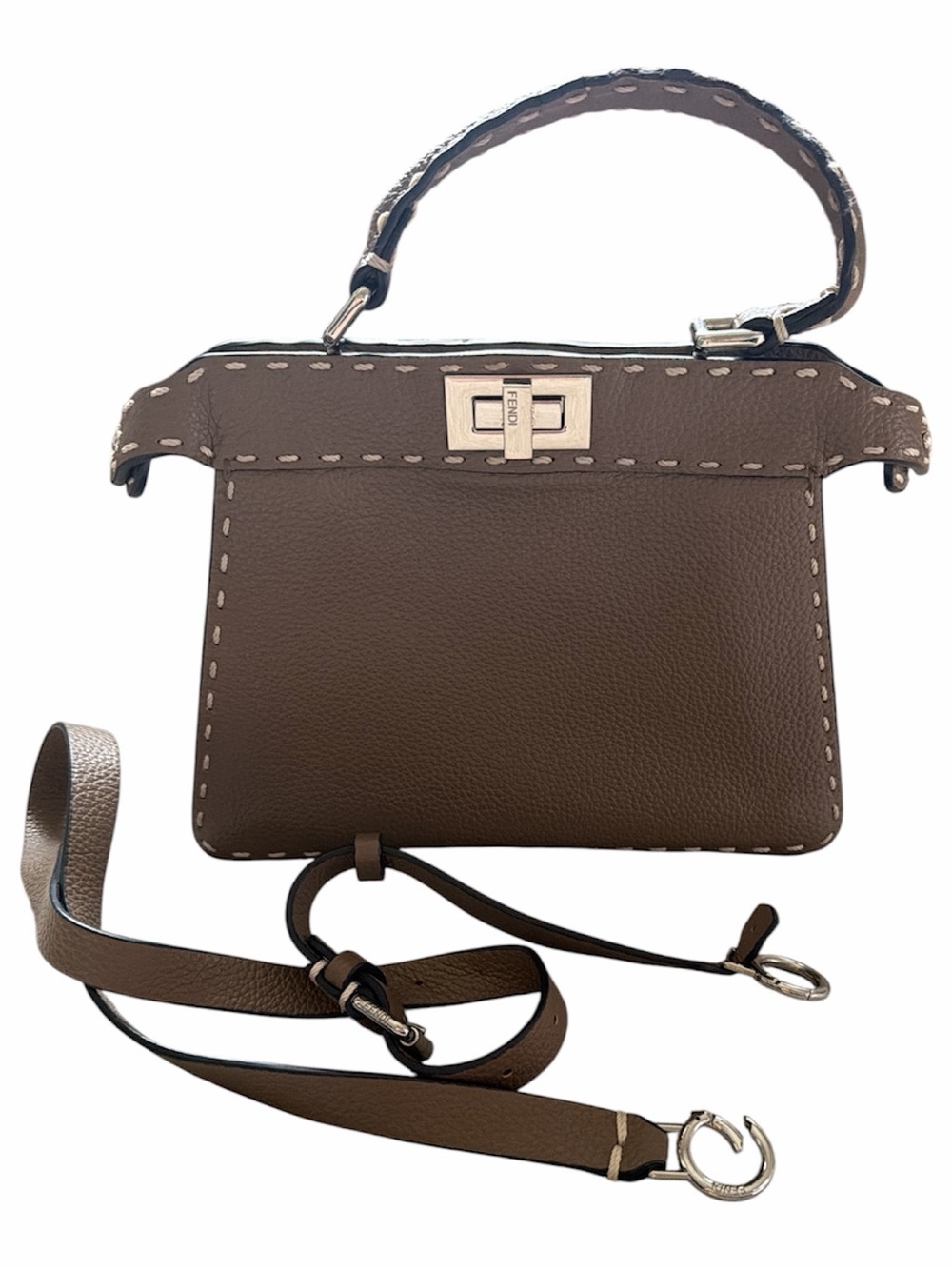Fendi Brown Mini Top-Handle Crossbody Bag authentic